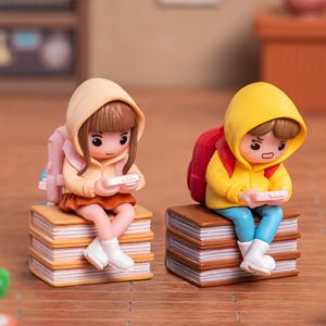 TEMU 2개 스타일 귀여운 커플백팩 피규어 - PVC 랜드스케이프 장식상, 홈/차량/책상 DIY용 (발렌타인데이·기념일·생일선물) / 전기 불필요한 유쾌한 디자인 및 정교한 공예품 / 크리스마스 & 할로윈 장식, 가을 홈 데코 수집형 피규어