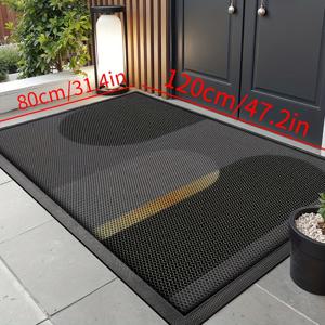 TEMU DONGYANG 헤비 듀티 미끄럼 방지 야외 입구 매트 - 탄성 도어 매트, 잉크 그래픽 디자인, 쉬운 청소 내구성 PVC 뒷면, 파티오, 정원, 복도 및 가정 입구, 블랙, 야외 입구 매트, 크리스마스 장식
