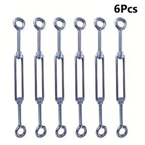 TEMU 6개 M6 304 스테인리스 스틸 터ンバ클 | 아이 앤 아이 리깅 스크류, 햇빛 가리개 세일 하드웨어, 헤비 듀티 와이어 로프 텐셔너, 부식 방지, O-O 스위블 버클