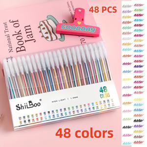 TEMU 48개 고광택 젤 펜, 1mm 팁 글리터 볼펜 세트 - 성인 컬러링북 다이어리 드로잉 아트 마커 키트 (여름용)