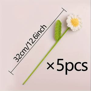 TEMU 5개/10개 수제 데이지 코바늘 꽃 부케, 방 장식용, 다용도 홈 차량 사무실 장식, 매력적인 개인 스타일, 시즌 장식 발렌타인데이, 선생님 날, 어버이날, 추수감사절, 결혼식