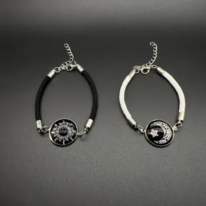 TEMU 3가지 색상 옵션이 있는 패셔너블한 커플 팔찌 세트 - 태양, 달, 별이 빛나는 팔찌로 친구 또는 커플이 매치하기에 완벽하며 뮤직 페스티벌, 할로윈, 신학기 시즌 및 스승의 날 선물로 적합합니다.