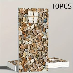 TEMU 10개입 자가 접착 3D 스톤 벽지 타일 - 리얼리스틱 자갈 & 돌 질감, 주방, 욕실, 사무실, 거실용 필 & 스틱 백스플래시 - 간편 설치, 접착제 불필요, 내구성 있는 벽 커버링