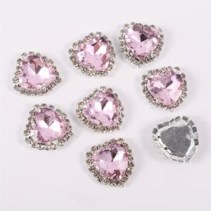 TEMU 8pcs/팩, 고품질 핑크 하트 핸드 스티치 클로 드릴, 대형 15mm 라인스톤 엣지 버클 유리 클로 드릴, DIY 의류 액세서리 웨딩 크래프팅 재료용 구멍이 있는 홀