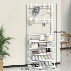 TEMU 1개 가정용 코트 랙, 다기능 수납 신발장 코트 랙, 다층 장비 랙, 신발 랙 장식품 (휴일 방 장식용), 가정 장식, 침실 장식, 방 장식, 장식품, 수납, 정리함, 봄,