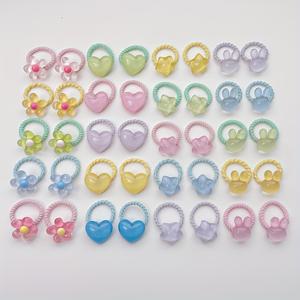 TEMU 꽃, 하트, 별, 토끼 등 디자인의 귀여운 여아용 머리끈 40개입