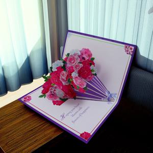 TEMU 손글씨 메시지 영역이 있는 3D 팝업 장미 부케 카드 - 카드스톡에 생생한 핑크 & 레드 플로럴 디자인 - 부모님, 친구, 조부모를 위한 특별한 생일, 기념일, 졸업 선물