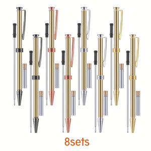 TEMU 8세트 목공 코어 펜 세트, 남성용 핸드메이드 펜 세트, 선물용 금속 볼펜 세트, DIY 목공 공예 애호가 친구 선생님 선물