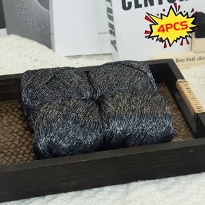 TEMU 1mm 홀로우 글리터 실 - 4개입 200g 초미세 아이스필 실, 자외선 차단 통기성 땀방지, 크로셰 뜨개질/손뜨개/핸드메이드 DIY 프로젝트용