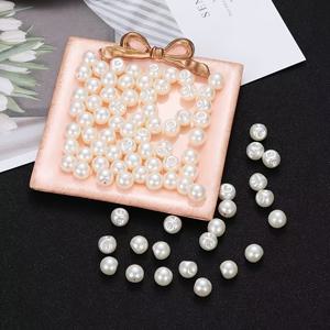 TEMU 50개 10mm 둥근 진주 단추 - 흰색/ 아크릴 플라스틱 재질, DIY 공예용, 뜨개질 및 드레스메이킹 & 홈 데코 - 내구성 있는 장식용 단추, 매끄러운 질감과 광택