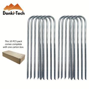 TEMU 10개의 강력한 U자형 스틸 파이프, U자형 후크 지지대, 공기 쿠션 U자형 나일, 녹방 방지 텐트 파이프, 농구 코트, 캠핑 텐트, 정원 장식, 울타리용 블랙과 은색 코팅 스틸 파이프 (30cm/11.8인치)