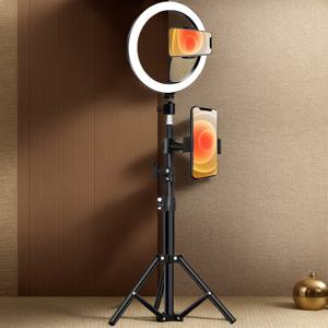 TEMU 10인치 셀카 링 라이트 (USB 조절 가능), 밝기 조절 기능 및 43.3인치 삼각대 스탠드 포함, 라이브 스트리밍 및 메이크업에 적합