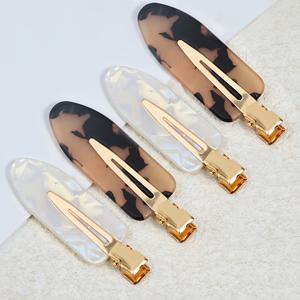 TEMU 9pcs/4pcs 새로운 패셔너블하고 우아한 심플 안티컬 헤어 클립 세트, 프린트 화이트 아크릴 플랫 헤어 클립, 주름 없는 컬링 클립, 메이크업용 - 여성 헤어스타일 액세서리, 블랙 & 화이트