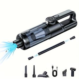 TEMU 휴대용 무선 차량 청소기, LED 조명 및 다중 노즐이 있는 고출력 핸드헬드 진공청소기, 자동차, 가정, 사무실, 반려동물 청소에 적합