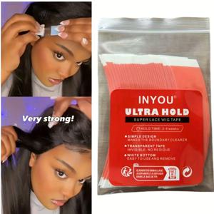 TEMU INYOU 36pcs 초강력 라이스 위 테이프 - 강력한 2주간 유지, 투명하고 보이지 않음, 쉽게 적용하고, 잔여물 없음, 자연스러운 보이는 웨이브, 헤어 웨이브 액세서리, 안전한 헤어 접착제, 보이지 않는 접착제, 오래 지속되는 접착제