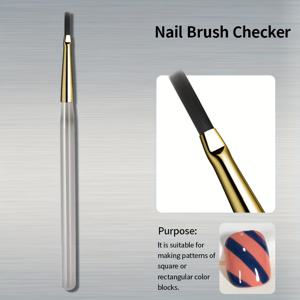 TEMU RSNAIL 네일 아트 체크 브러시 플랫 레코드 브러시, 플레드, 그리드 디자인 및 부드러운 네일 글루 애플리케이션, 아웃라인, 스트라이핑 네일 드로잉 펜, 사용하기 쉬움, 내구성 있는 재질, 매니큐어 브러시 DIY 도구, 초보자 및 네일 살롱에 적합