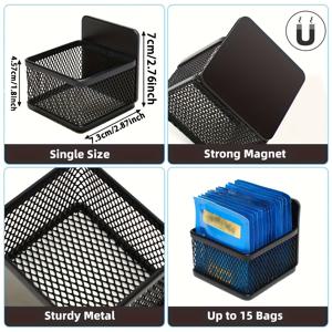 TEMU 원 마그네틱 티백 홀더 - 금속 그리드 정리함, 냉장고/카운터/주방 선반용, 비식품 접촉 보관 솔루션, 사계절 사용 가능