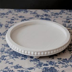 TEMU 홈 데코용 12인치 원형 장식 트레이 - 빈티지 나무 수납 트레이, 나무 비즈가 있는 아로마 캔들 홀더, 커피 테이블 홈 데코용 원형 트레이 또는 농가 스타일 서빙 트레이, 디스트레스드 빈티지 센터피스