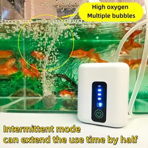 TEMU 충전식 리튬 이온 어항 에어 펌프 - 전원 디스플레이가 있는 휴대용 산소 생성기, 연속/간헐적 듀얼 모드 배터리/USB 전원, 어항 및 야외 낚시에 적합, 비상 산소 공급, 어항용 에어 펌프.