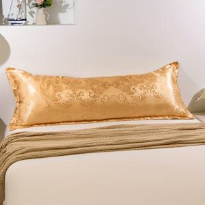 TEMU 1개 고급 자카드 롱 베개 커버, 싱글 베개 커버, 속통 없음, 매우 부드러운 플로럴 디자인, 침실 침구 및 거실 소파에 적합, 세탁기 사용 가능한 폴리에스터 원단, 아늑한 방 꾸미기.