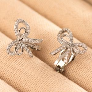 TEMU 1쌍 브라이트플라이 여성용 클립온 귀걸이 - 달콤한 리본 비피어싱 이어커프, 합성 지르코니아 스톤, 럭셔리 주얼리, 데일리 웨어, 여름, 선물, 생일 파티, 마르디 그라 - 귀여운 헤어클립 귀걸이 (피어싱 필요 없음)|피어싱