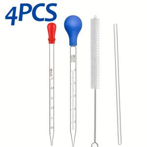 TEMU 유리 흡착 튜브, 유리 스포이드 3ML/10ML (유리 교반 막대 포함), 청소 브러쉬 2개/4개