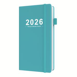 TEMU 1개 2026 플래너 주간 & 월간, 2026년 1월부터 12월까지, A6 하드커버, 두꺼운 종이, 내부 포켓, 노트 페이지, 가정 업무 학교용, 3.5