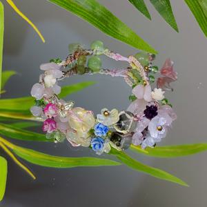 TEMU 손수 만든 나비와 꽃 비즈 팔찌 - 천연석, 다색, 도파민 모네트 정원 디자인, 친구, 크리스마스, 추수감사절, 마르티 그라스, 나비 보석, 청소년을 위한 완벽한 선물