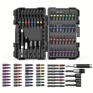 TEMU 35개 및 45개 임팩트 드라이버 비트 세트, 블랙 마그네틱 육각 드라이버 헤드, 티타늄 코팅, 전동 드릴 및 임팩트 드라이버 호환, Flextorque 미끄럼 방지 디자인, 정밀 블레이드, 다양한 재료 사용, 튼튼한 보관 상자