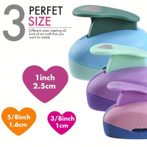 TEMU 하트 모양 홀 펀치 3개 세트. 수제 스크랩북 제작에 적합합니다. 이 펀치는 세 가지 다양한 크기로 제공되며, 결혼식, 카드, 스크랩북 및 사진 앨범 제작을 위한 공예 디자인에 이상적입니다. 다양한 색상으로 제공됩니다.