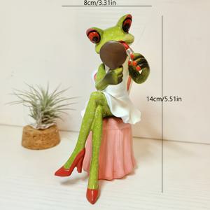 TEMU 우아한 레진 개구리 피규어 - 핑크 드레스와 빨간색 하이힐이 있는 만화 스타일, 실내/실외 홈 데코에 적합, 거실, 정원 및 파티오에 완벽 - 발렌타인데이, 어버이날, 생일 및 졸업식 선물로 이상적