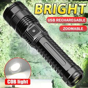 TEMU 1pc LED 충전식 USB 휴대용 핸드헬드 램프, 꼬리등 디자인 비상용 토치, 다기능 줌 가능한 하이킹 손전등, 밝은 COB 낚시 랜턴으로 모험을 위한