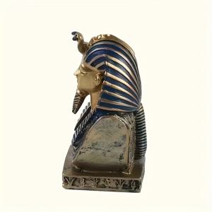 TEMU 1개 이집트 파라오 조각상 - 황금 가면, 진한 블루 - 홈, 오피스, 박물관용 고대 이집트 장식품 - 테이블탑 디스플레이 - 역사적 소장품 컬렉터블 - 레진 스태츄어, 문화 유물 복제품, 터키석 모조