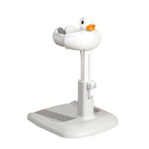 TEMU 조절 가능한 높이 조절 아기 목욕대 - 미끄럼 방지 베이스, 8개월 이상 유아용 휴대용 스탠딩 지원, 독립적인 세척 및 칫솔질 & 손 씻기를 위한 3-in-1 욕실 도우미, 무료 엄마 핸드 샤워 헬퍼 (그레이), 안전 하네스 기능 포함