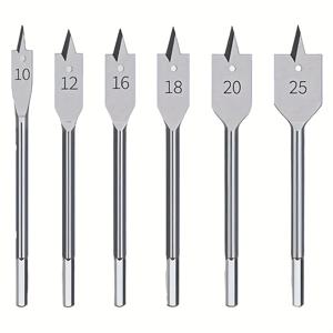 TEMU 6pcs 10-25mm 목공용 평면 드릴, 나무 구멍 오프너, 리밍 드릴, 육각 핸들 홀 오프너 세트, 플랫 드릴 비트, 목재 펀치, 다양한 목재 보드에 적합한 공구 액세서리