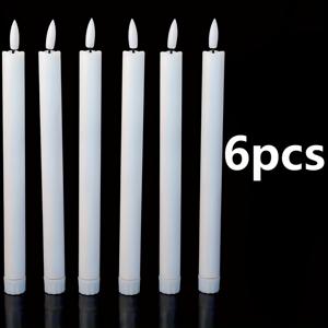 TEMU 따뜻한 노란 불꽃을 시뮬레이션하는 깜박이는 LED 양초 6개 세트. 홈 다이닝, 파티, 결혼식 및 휴일 장식에 적합 (배터리 미포함).