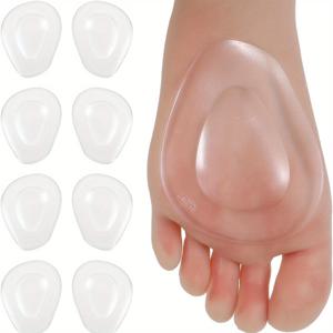 TEMU 10개입, 앞발 쿠션용 젤 패드, 미끄럼 방지 기능이 있는 하이힐용으로 설계됨, 재사용 가능한 디자인, 발 압력 완화 및 충격 흡수 기능 제공.