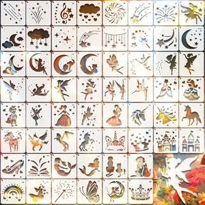 TEMU 60개 이상의 우아한 플라스틱 타투 스텐실, 2.99x2.99 인치 - DIY 종이 공예, 절단, 그리고 드로잉 템플릿을 위한 예술적인, 즐거운, 귀여운 동물 디자인, 크래프팅 용품 | 재미있는 동물 디자인 | 내구성이 뛰어난 플라스틱 스텐실, 크래프팅 용품