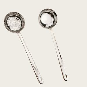 TEMU 스테인리스 스틸 대용량 짧은 손잡이 서빙 숟가락 2개 세트 - 내구성 강화 디자인, 가정용 미니 체 쌀스푼, 호텔 서빙 국자