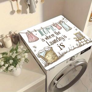 TEMU 따뜻한 슬로건 패턴 세탁기 보호대, 카운터탑 흡수 매트, 빠른 건조 냉장고 라이너, 세탁기 및 건조기용 마이크로웨이브 커버 패드, 세탁실 및 주방 사용에 적합, 세탁기 커버, 냉장고 커버 탑, 냉장고 커버|패드