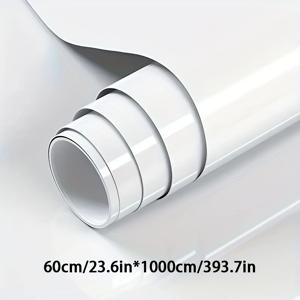 TEMU 광택 흰색 벽지 1롤 - 캐비닛, 테이블, 의자 등 가구에 적합한 접착식 벽지! 주방, 침실, 거실, 조리대 및 가구 업데이트를 위한 간편한 필앤스틱 벽지. 집 꾸미기에 이상적입니다.