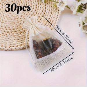 TEMU 30개 세트 러스틱 버랩 끈포장백 - 쉬어 오간자 윈도우 & 천연 로프 핸들, 리넨 느낌 웨딩 선물 파우치, 커피콩·향신료·차 포장용, 다목적 웨딩/파티/기업 행사/선물봉투, 우아한 패키징, 내구성 강한 원단, 수제 디자인, 크리스마스/할로윈 파티 호스트용