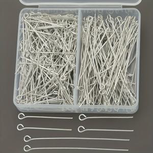 TEMU 150개입 흰색 K자형 안전핀 세트 (30mm 100개, 50mm 50개 포함), 공예, 주얼리 헤드핀 액세서리, 원형 헤드핀, 귀걸이 및 펜던트 연결 핀, 절단 가능한 비딩 핀에 적합|비즈목걸이