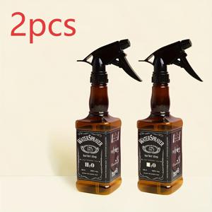 TEMU 2pcs 레트로 바버샵 헤어 스프레이 용기 - 블랙 캡과 화이트 라벨이 있는 플라스틱 헤어 스타일링 물병, 알코올 없는 샬롱 및 가정용 스타일링 물병, 바버 액세서리, 클래식 라벨 디자인, 투명 용기