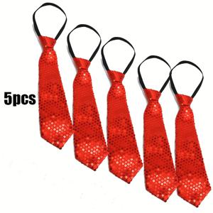 TEMU 5개입 남녀공용 스팽글 넥타이 및 보우 타이, 지퍼로 조절 가능, 축제, 음악 행사, 크리스마스, 파티, 댄스, 각종 행사에 적합, 신축성 없음.