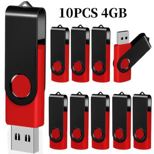 TEMU 10개 레드 USB 2.0 고속 스위블 메모리 스틱, 128MB/256MB/512MB/4GB/16GB 용량, 데스크탑 & 노트북 저장용, 비즈니스 선물