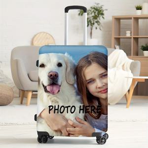 TEMU 맞춤형 커버 - 사진/텍스트 추가 가능, 스크래치 방지 & 충격 흡수, 세탁 가능한 폴리에스터 소재, 여행자, 애완동물 애호가, 가족을 위한 선물, 생일, 기념일, 집들이 선물, 휴가용 가방 커버, 화려한 프린트 디자인, 고품질 원단, 생일 선물, 여행 액세서리