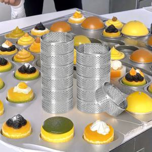 TEMU 12개 스테인리스 스틸 타트 링 천공 타트 링 천공 케이크 무스 링 금속 페이스트리 케이크 몰드 베이킹 디저트 링 스테인리스 스틸 논스틱 라운드 케이크 링 홈 푸드 메이킹 도구