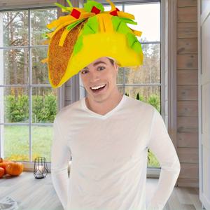 TEMU 1개 신기한 성인용 웃긴 음식 모자 축제 판매 음식 테마 파티 코스튬 액세서리, 타이거도 타코 모자 - 소머브로 헤드밴드 - 코스튬 파티 모자 - 시엔코 데 마요 모자 - 크리스마스, 새해, , 파티 행사용 피에스타 파티