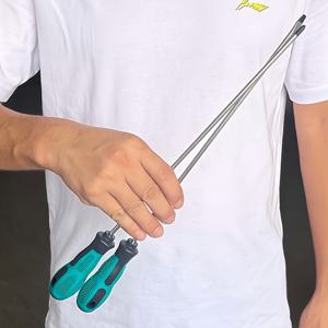 TEMU 2pcs 크롬 반니듐 스틸 스크루드라이버 세트 - 크롬 반니듐 소재, 고무 안티 슬립 핸들 디자인, 자석 팁, 전체 길이 300mm * 샤프트 두께 5mm, 확장 - 플랫 헤드 및 크로스 헤드 - DIY 열혈 팬과 전문가에게 이상적 - 가정 수리 및 건설 프로젝트에 완벽